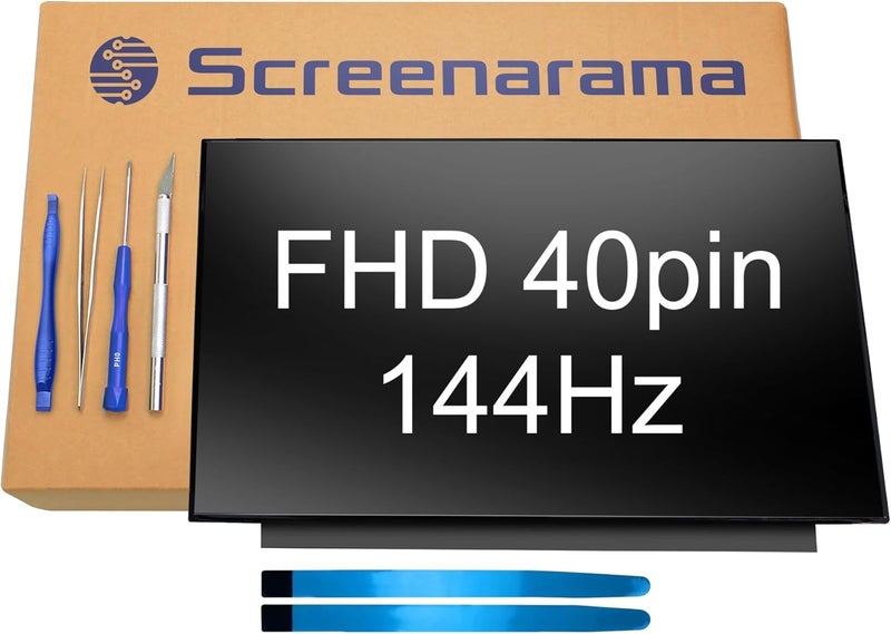 SCREENARAMA New Screen Replacement for BOE NE156FHM-NX2, FHD 1920x1080, 40pins, 144Hz, IPS, Matte, LCD LED Display with Tools - Image 1